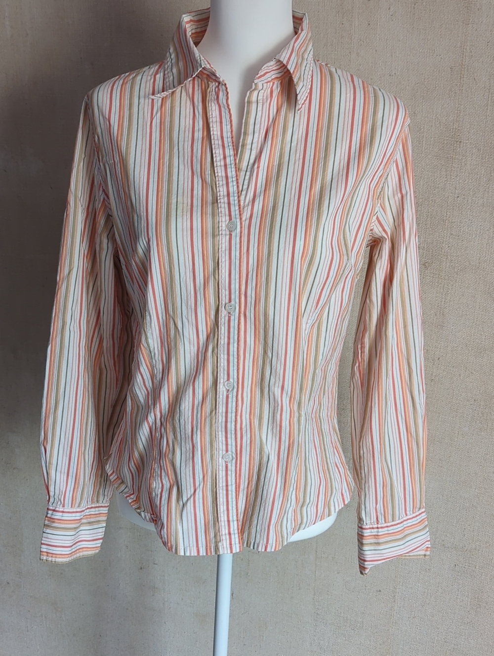 Tikida Classic Striped Long-Sleeve Shirt - Cream & Orange
